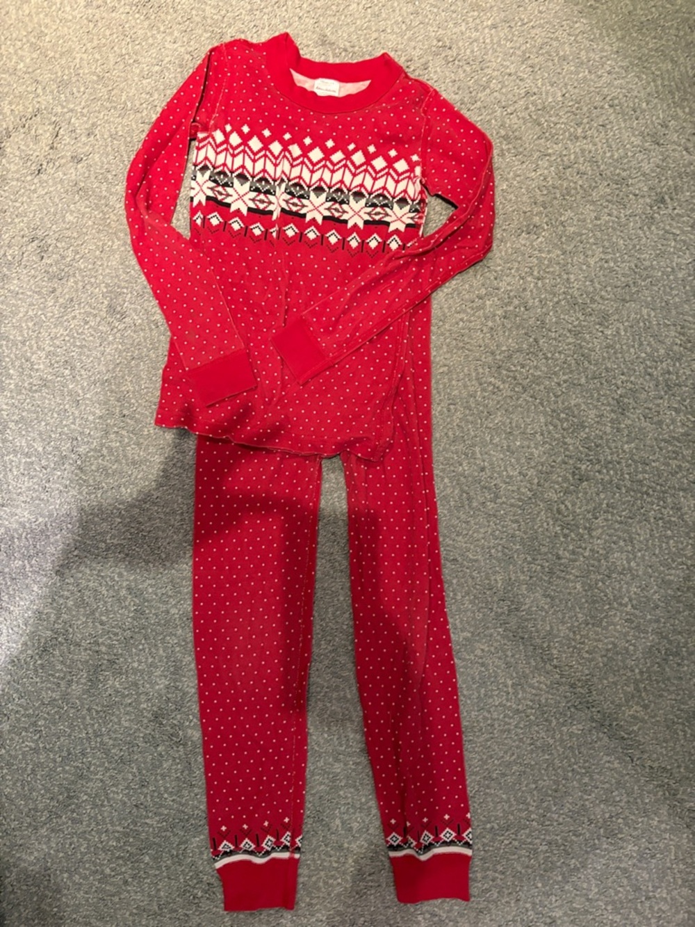 Hanna Andersson Red Fair Isle Long-Sleeve Pajama Set